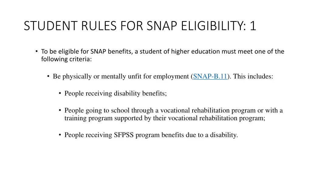 student rules for snap eligibility 1