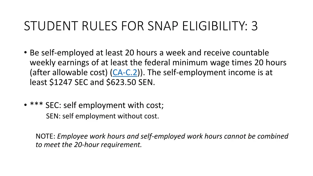student rules for snap eligibility 3