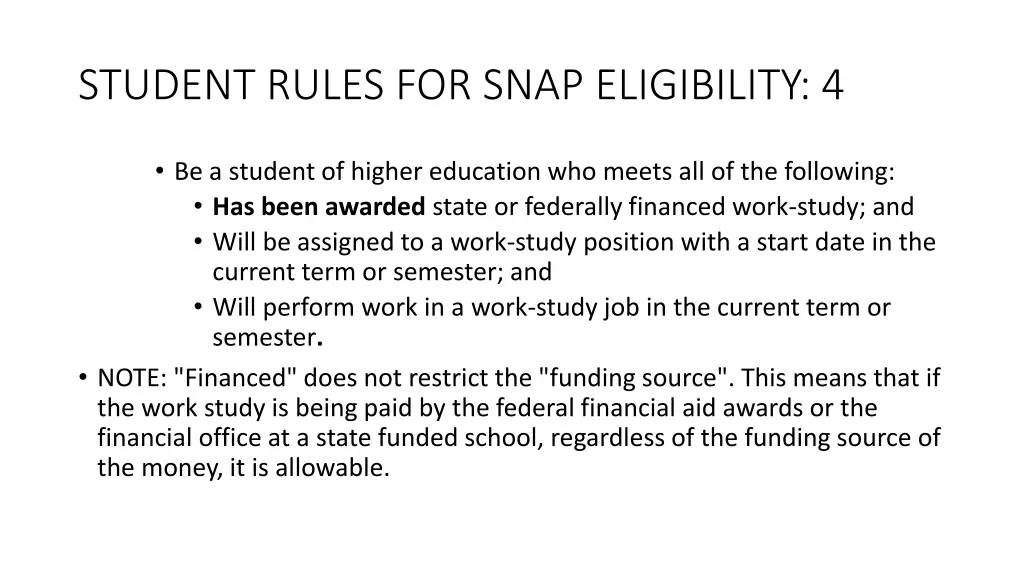 student rules for snap eligibility 4