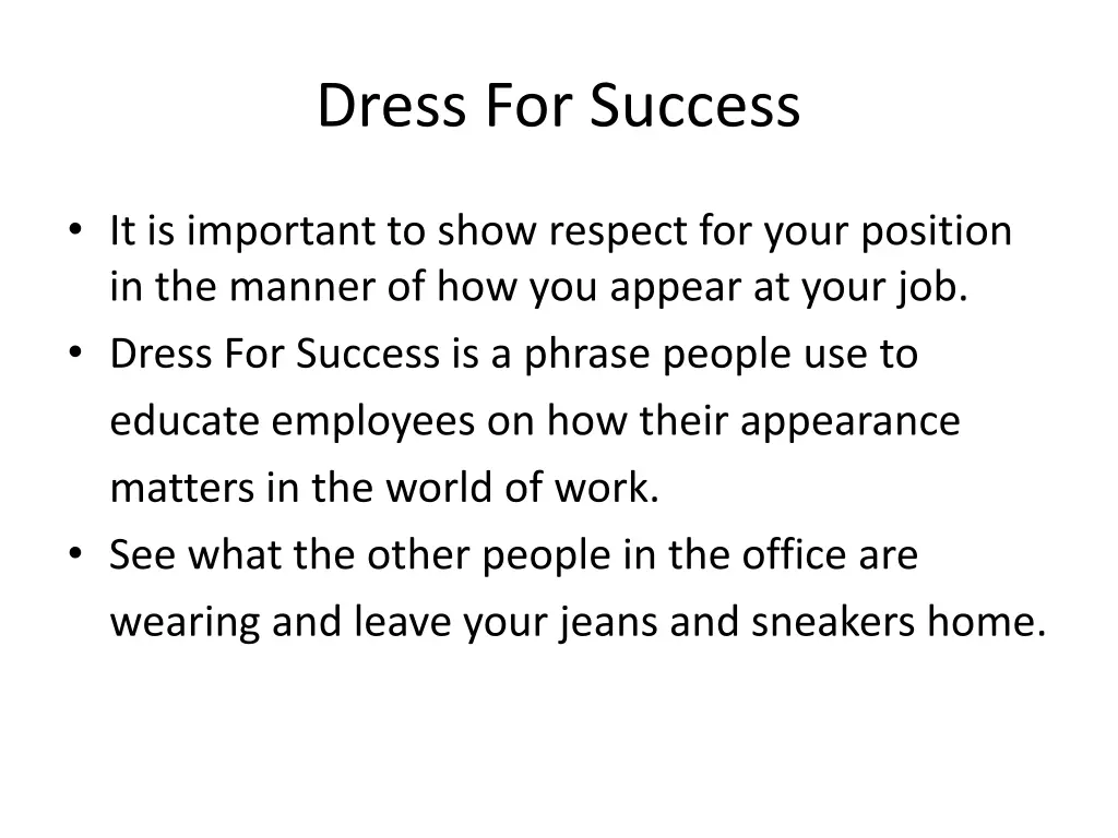 dress for success