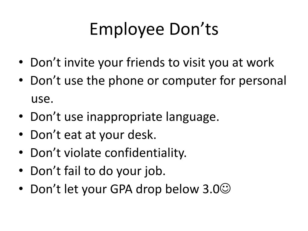 employee don ts