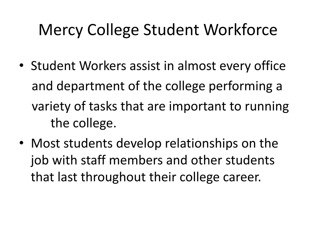 mercy college student workforce