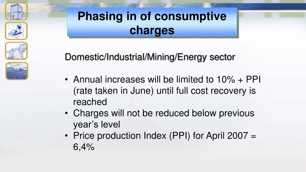 phasing in of consumptive charges
