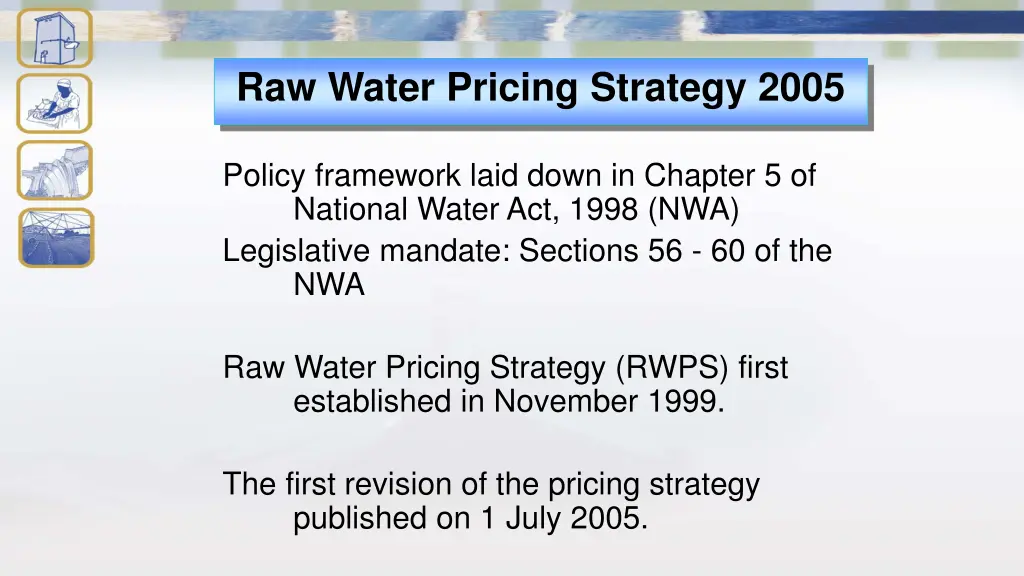 raw water pricing strategy 2005