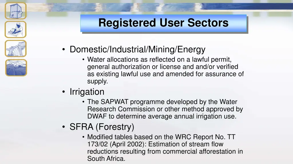 registered user sectors
