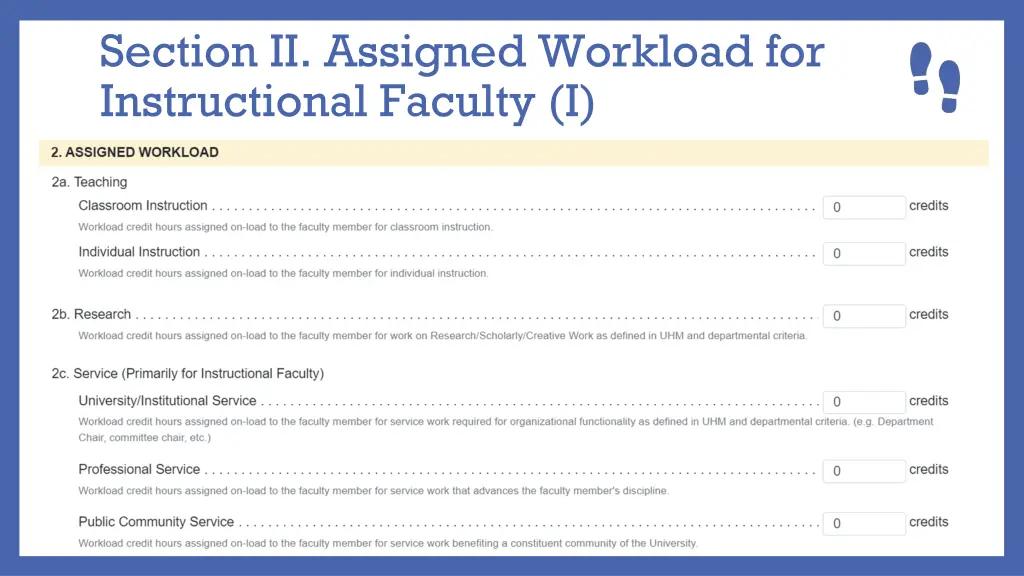 section ii assigned workload for instructional