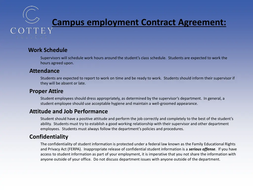 campus employment contract agreement
