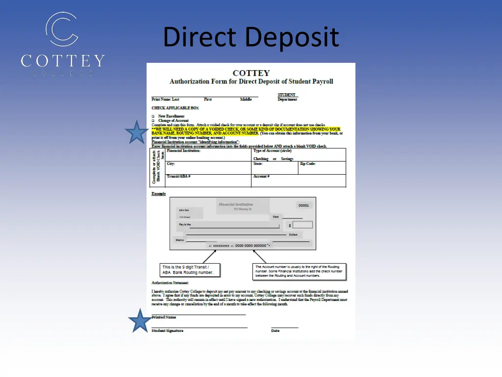 direct deposit