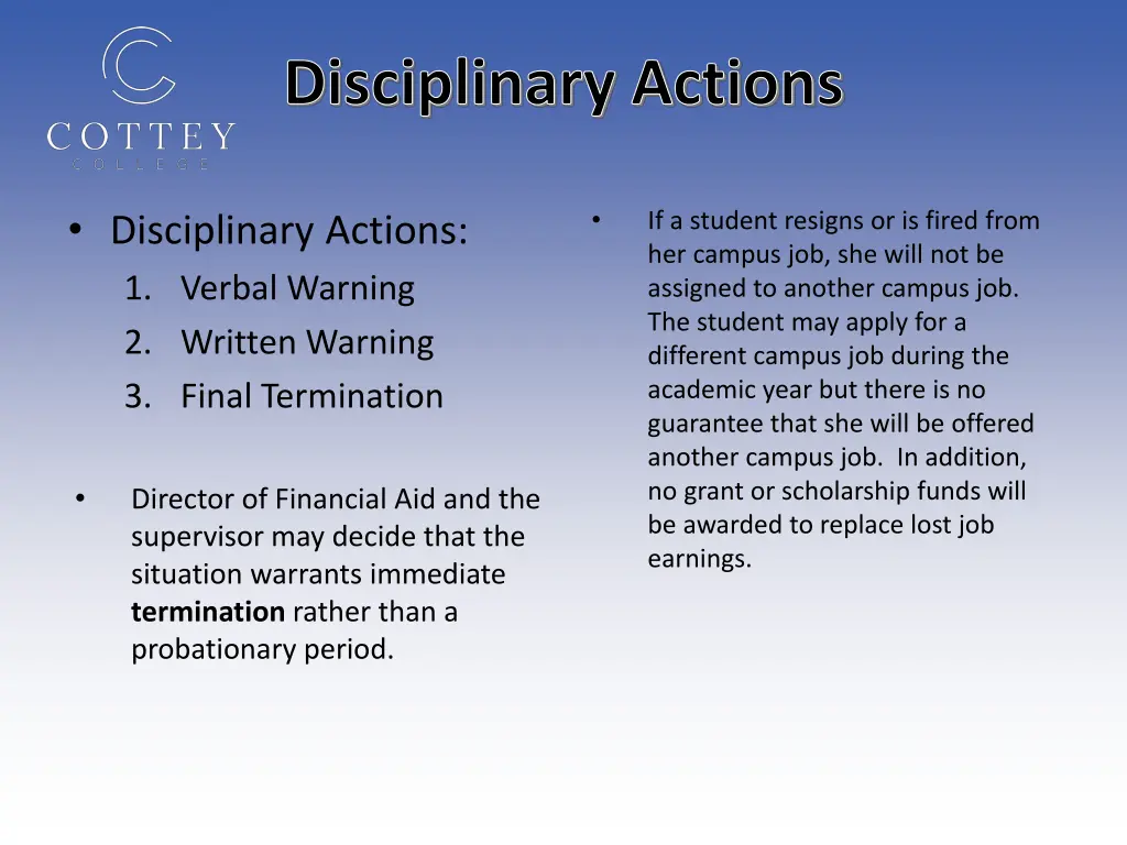 disciplinary actions