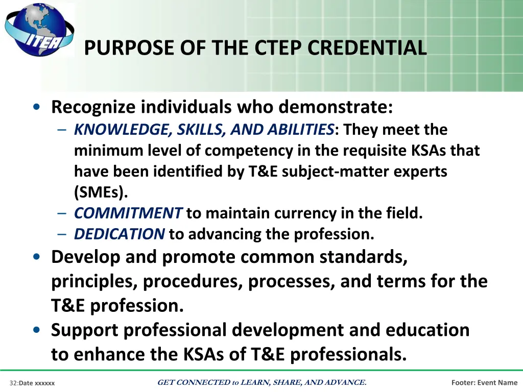 purpose of the ctep credential