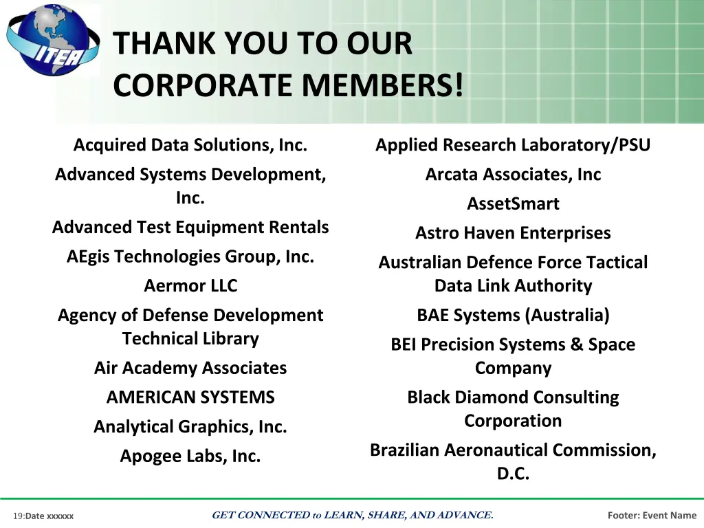thank you to our corporate members