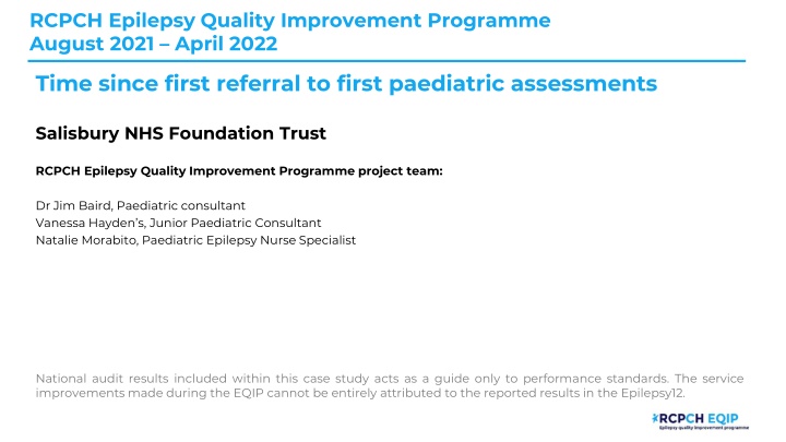 rcpch epilepsy quality improvement programme