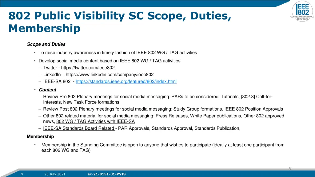 802 public visibility sc scope duties membership