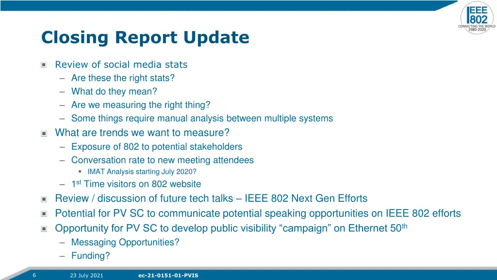 closing report update