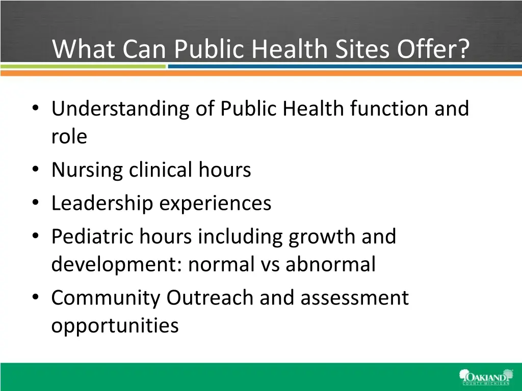 what can public health sites offer