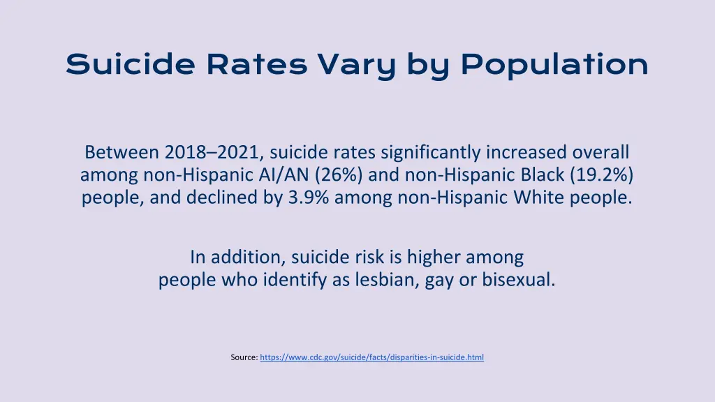 suicide rates vary by population