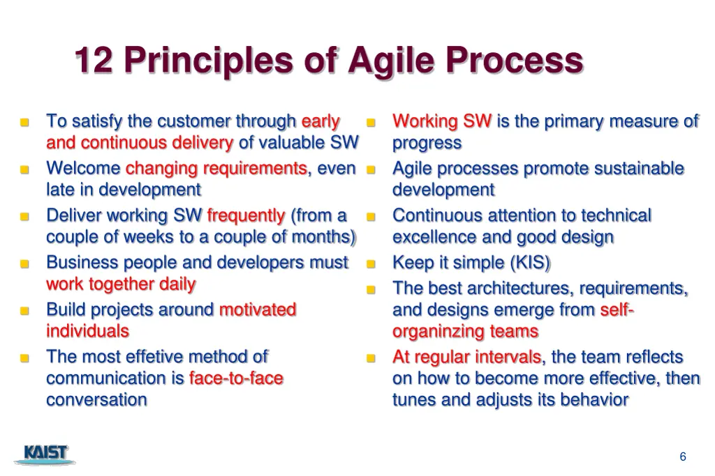 12 principles of agile process
