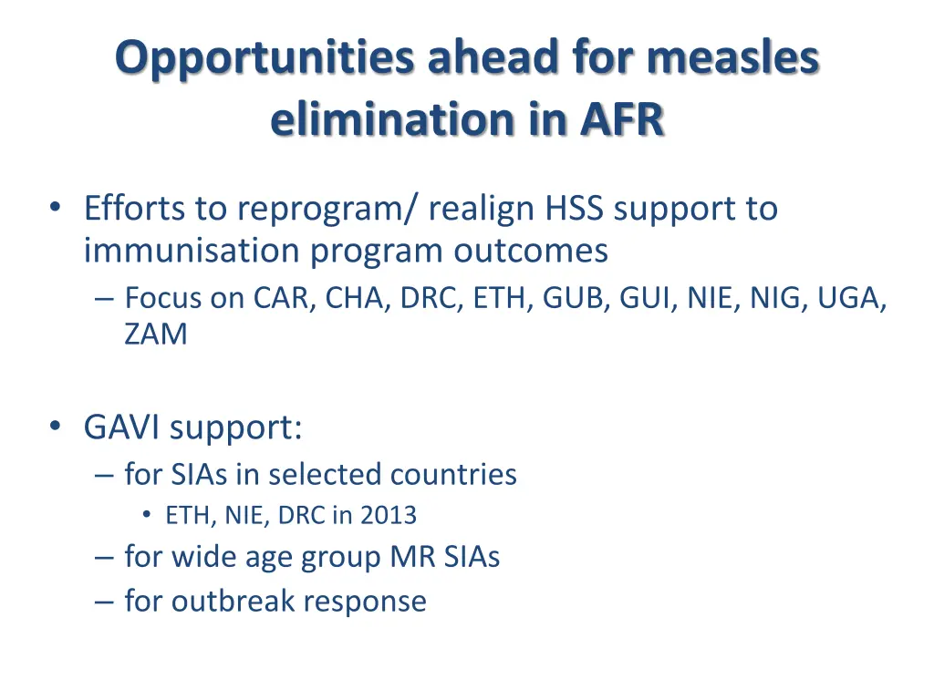 opportunities ahead for measles elimination in afr