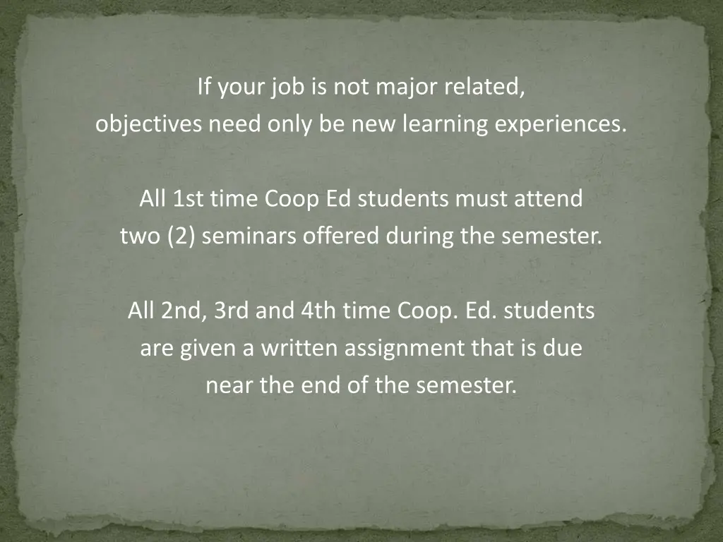 if your job is not major related objectives need