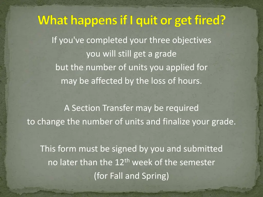 what happens if i quit or get fired