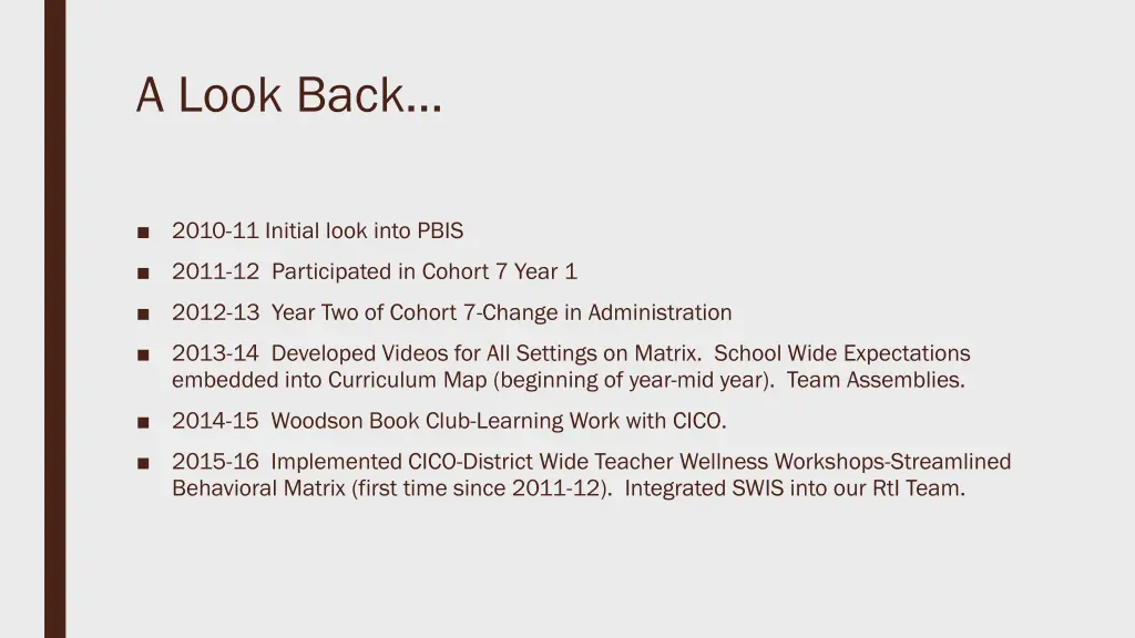 a look back
