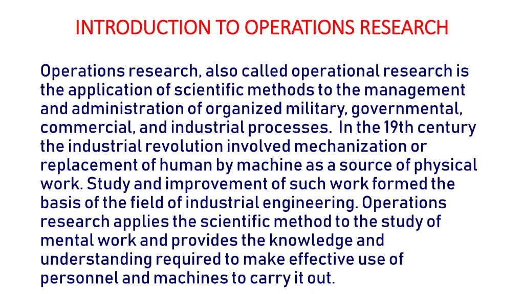 introduction to operations research introduction