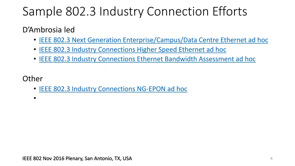sample 802 3 industry connection efforts