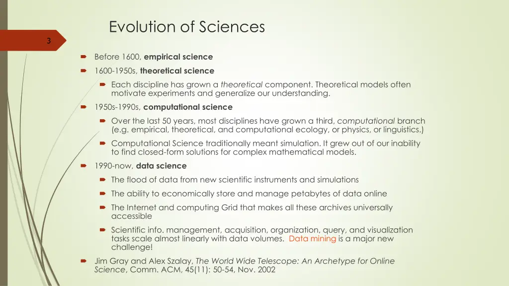 evolution of sciences
