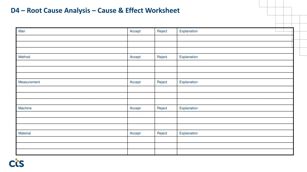 d4 root cause analysis cause effect worksheet