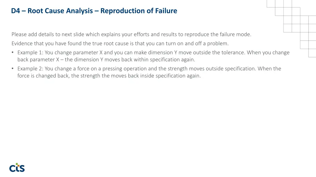 d4 root cause analysis reproduction of failure