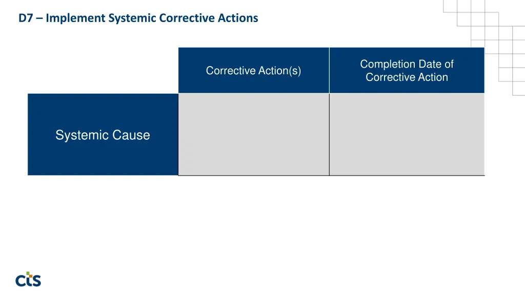 d7 implement systemic corrective actions