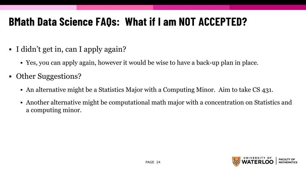 bmath data science faqs what if i am not accepted