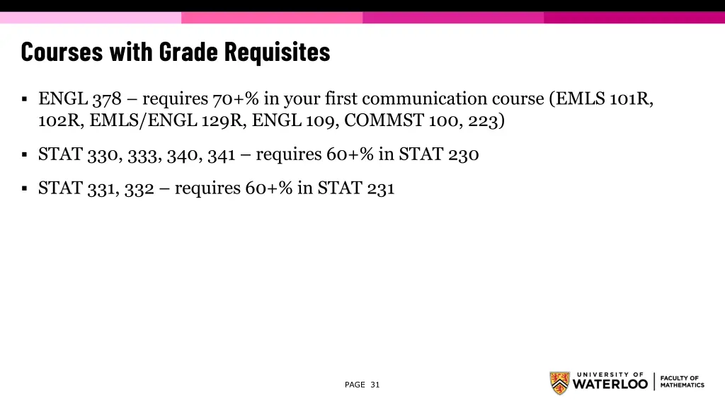 courses with grade requisites