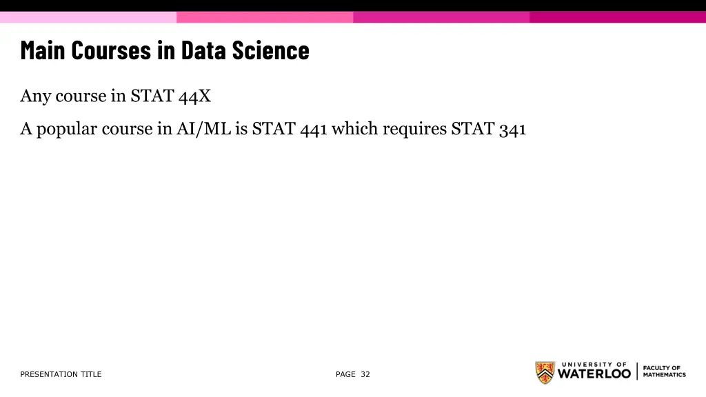 main courses in data science