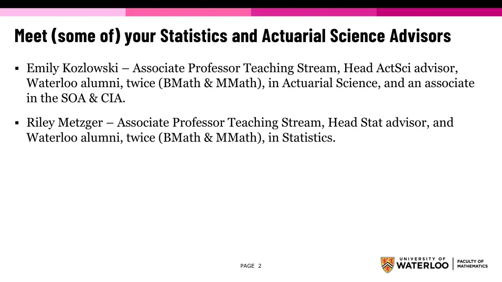 meet some of your statistics and actuarial