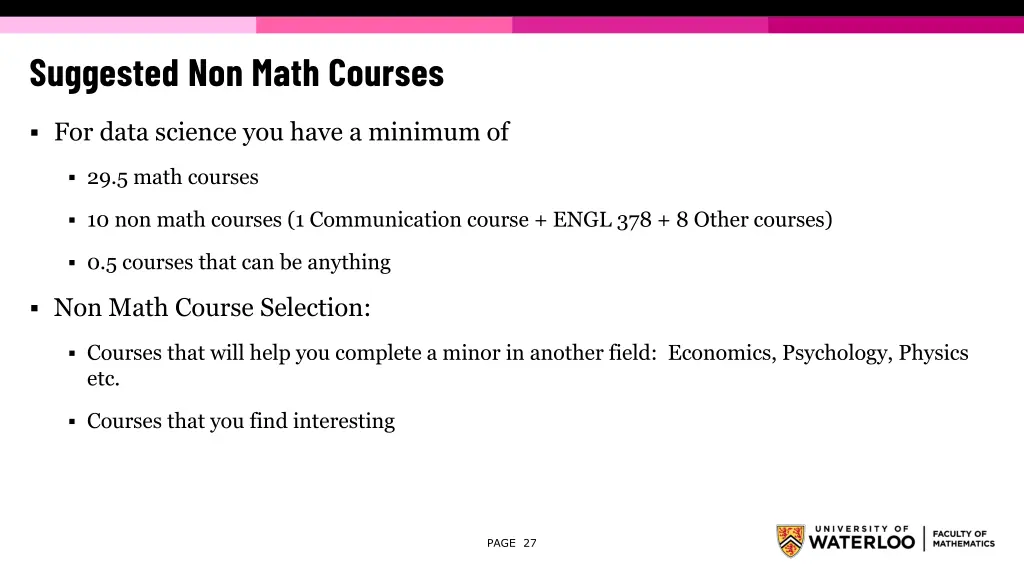 suggested non math courses 2