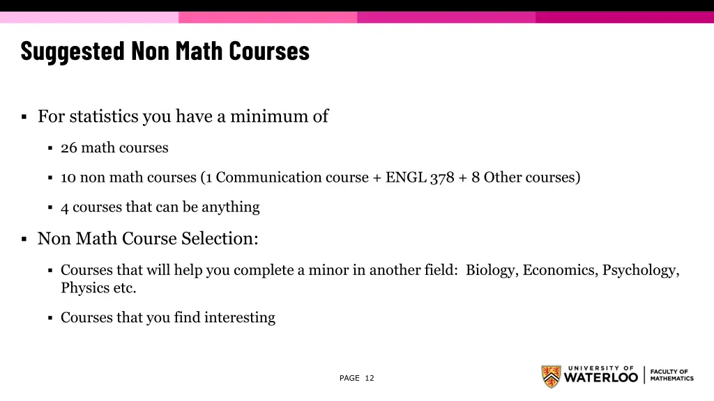 suggested non math courses