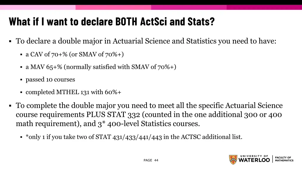 what if i want to declare both actsci and stats