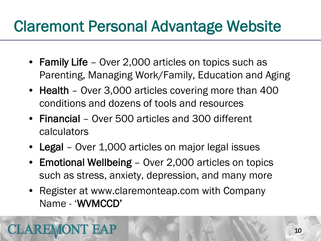 claremont personal advantage website claremont