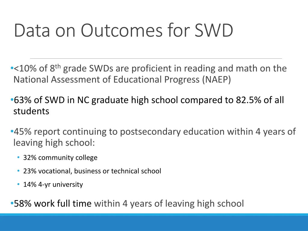 data on outcomes for swd