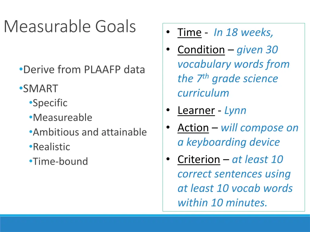 measurable goals