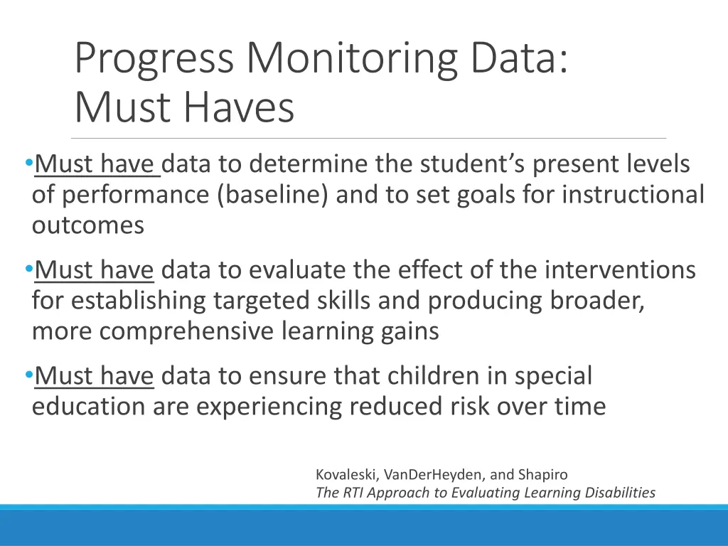 progress monitoring data must haves must have