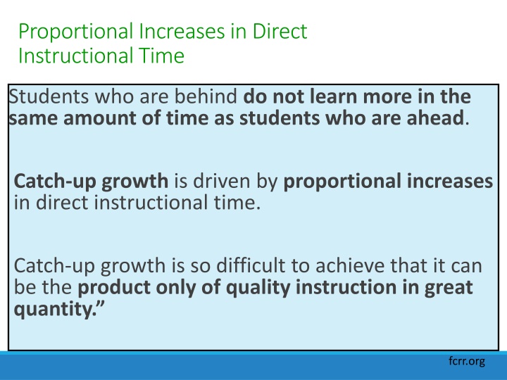 proportional increases in direct instructional