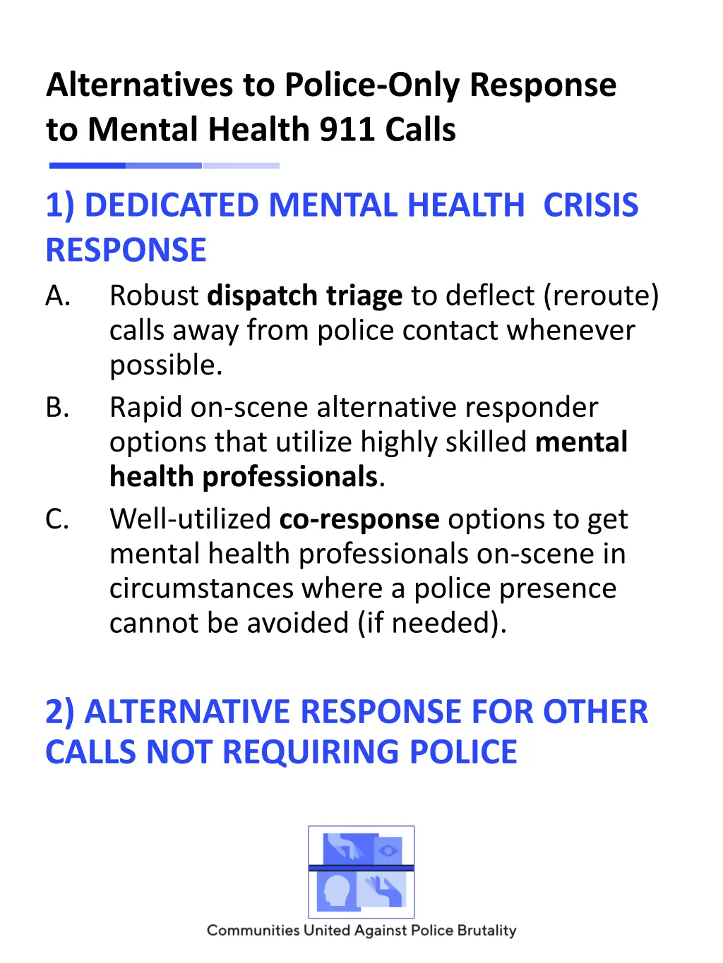 alternatives to police only response to mental