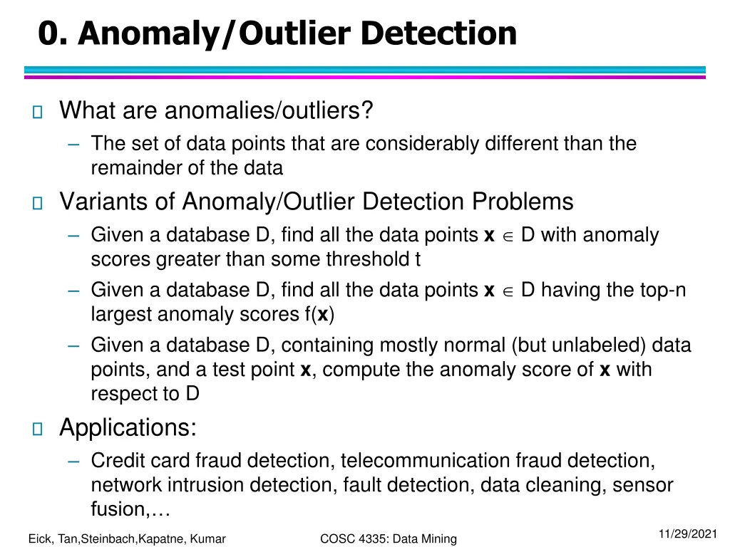 0 anomaly outlier detection