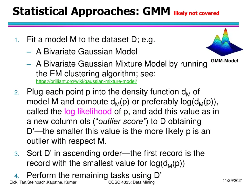 statistical approaches gmm likely not covered