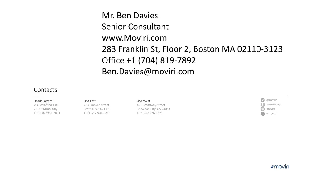 mr ben davies senior consultant www moviri