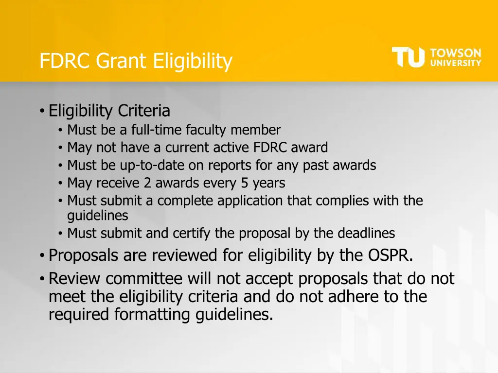 fdrc grant eligibility