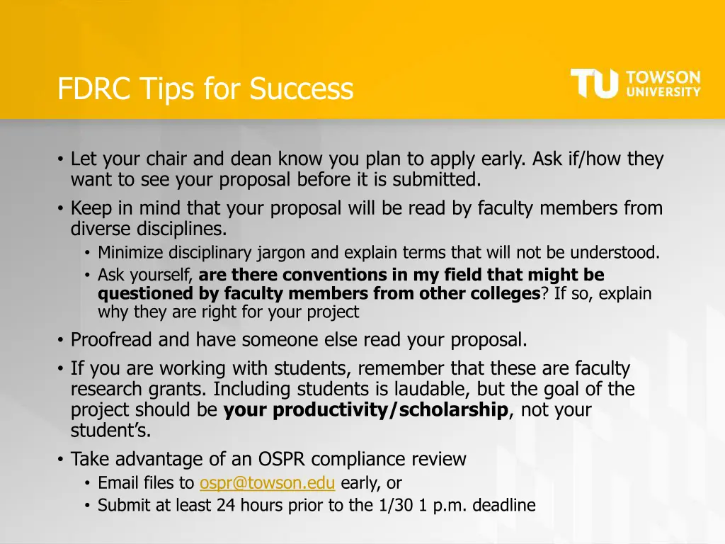 fdrc tips for success