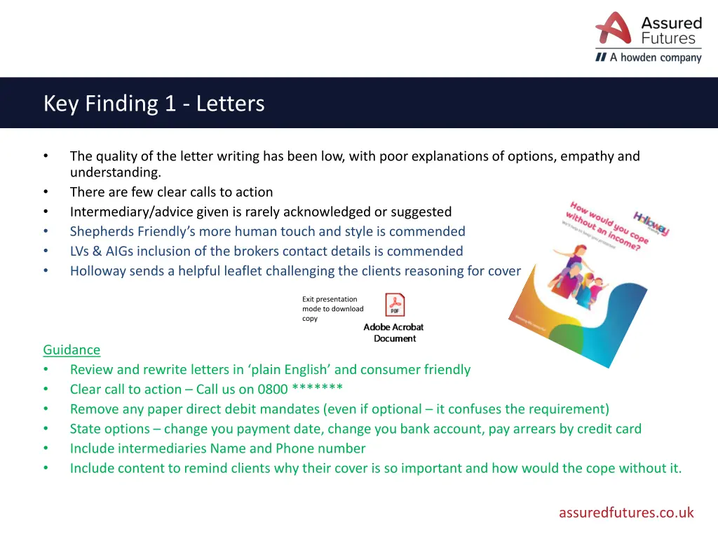 key finding 1 letters